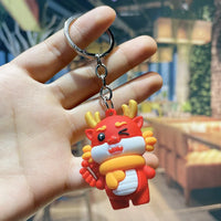 HKM-339667 Cute Cartoon Dragon Year Plush Keychain - Zodiac Keyring for Bags and Car Accessories