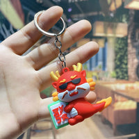 HKM-339667 Cute Cartoon Dragon Year Plush Keychain - Zodiac Keyring for Bags and Car Accessories