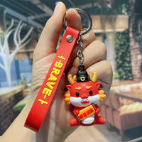 HKM-339667 Cute Cartoon Dragon Year Plush Keychain - Zodiac Keyring for Bags and Car Accessories