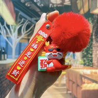 HKM-339667 Cute Cartoon Dragon Year Plush Keychain - Zodiac Keyring for Bags and Car Accessories