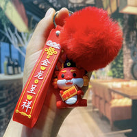 HKM-339667 Cute Cartoon Dragon Year Plush Keychain - Zodiac Keyring for Bags and Car Accessories