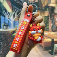 HKM-339667 Cute Cartoon Dragon Year Plush Keychain - Zodiac Keyring for Bags and Car Accessories