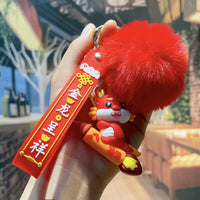 HKM-339667 Cute Cartoon Dragon Year Plush Keychain - Zodiac Keyring for Bags and Car Accessories