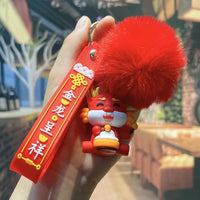 HKM-339667 Cute Cartoon Dragon Year Plush Keychain - Zodiac Keyring for Bags and Car Accessories