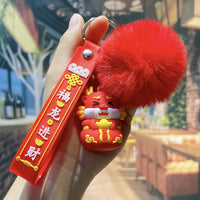 HKM-339667 Cute Cartoon Dragon Year Plush Keychain - Zodiac Keyring for Bags and Car Accessories