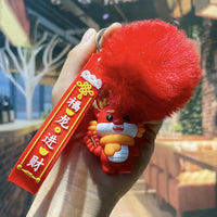 HKM-339667 Cute Cartoon Dragon Year Plush Keychain - Zodiac Keyring for Bags and Car Accessories