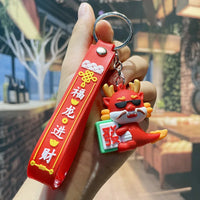 HKM-339667 Cute Cartoon Dragon Year Plush Keychain - Zodiac Keyring for Bags and Car Accessories