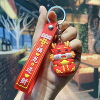 HKM-339667 Cute Cartoon Dragon Year Plush Keychain - Zodiac Keyring for Bags and Car Accessories