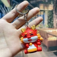 HKM-339667 Cute Cartoon Dragon Year Plush Keychain - Zodiac Keyring for Bags and Car Accessories