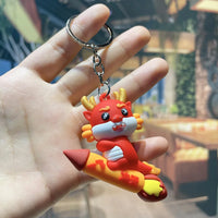 HKM-339667 Cute Cartoon Dragon Year Plush Keychain - Zodiac Keyring for Bags and Car Accessories