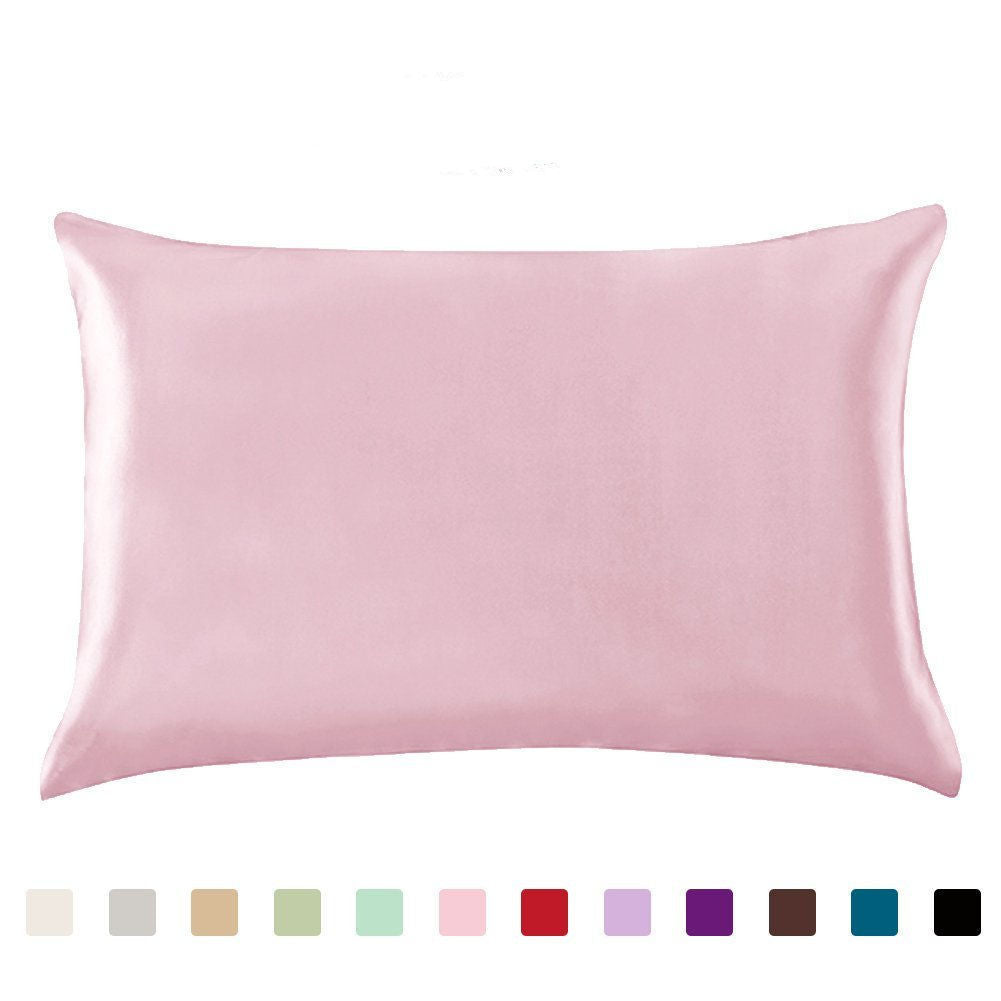 KTX-339667 Satin Ice Silk Pillowcase in Multiple Colors for Single Pillow, Soft Polyester & Mulberry Silk Blend