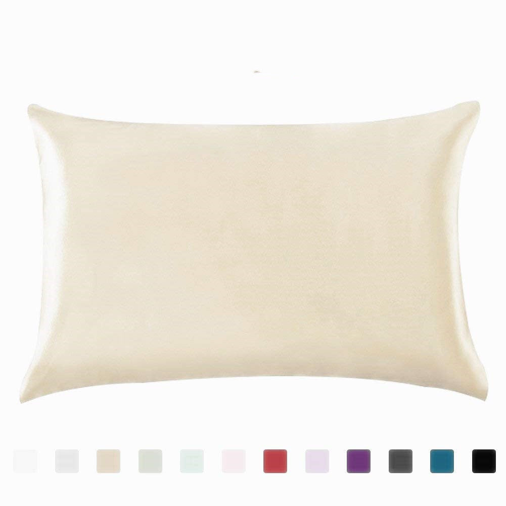 KTX-339667 Satin Ice Silk Pillowcase in Multiple Colors for Single Pillow, Soft Polyester & Mulberry Silk Blend