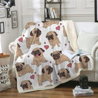 HKM-339795 Winter Thick Double-Layer Printed Cotton Fleece Blanket with Hood - Puppy Series