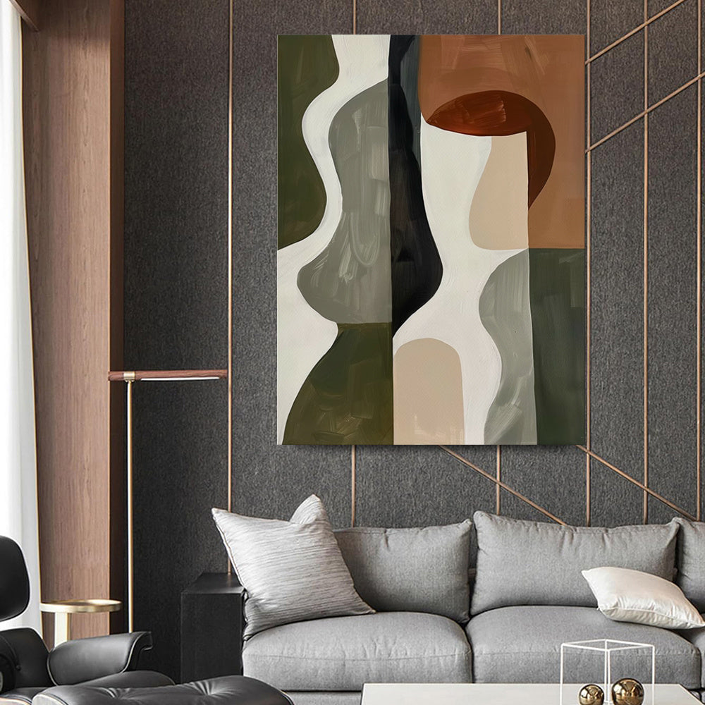 HKM-339923 Handmade Oil Painting Canvas Art - Wabi-Sabi Style Abstract Minimalism for Home Decor, Unframed and Rolled
