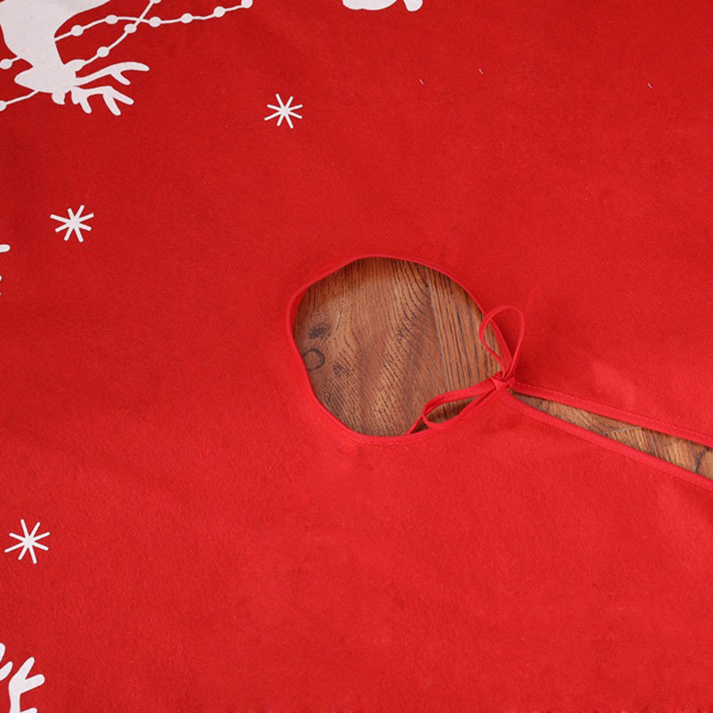 HKM-339987 Christmas Elk Print Polyester Tree Skirt Decoration - 100cm Diameter