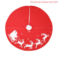 HKM-339987 Christmas Elk Print Polyester Tree Skirt Decoration - 100cm Diameter