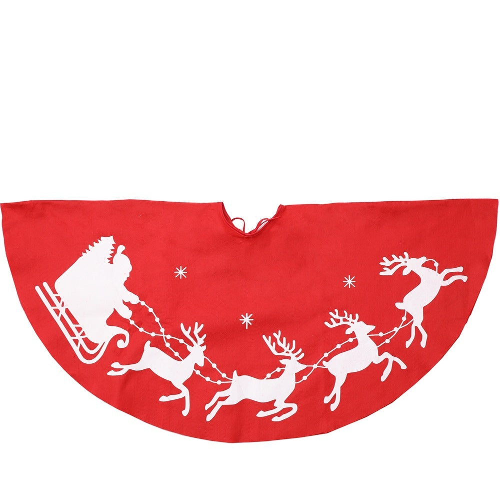 HKM-339987 Christmas Elk Print Polyester Tree Skirt Decoration - 100cm Diameter