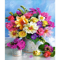 HKM-339987 Vibrant 5D Diamond Painting of a Colorful Floral Bouquet