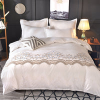 HKM-340307 Light Luxury Lace Quilt Cover Set – Multiple Sizes Available in Soft Polyester Fabric