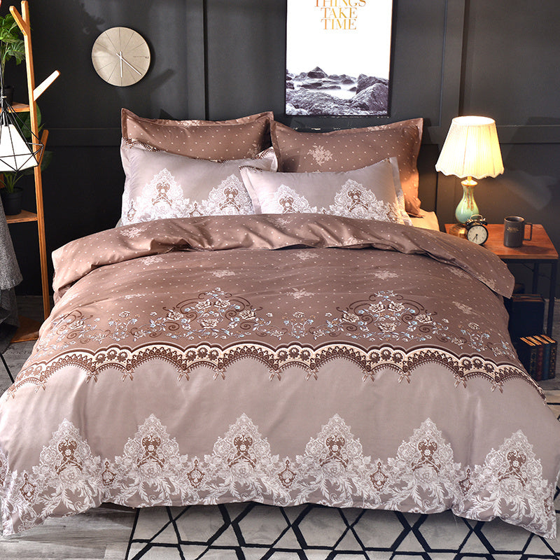 HKM-340307 Light Luxury Lace Quilt Cover Set – Multiple Sizes Available in Soft Polyester Fabric