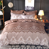 HKM-340307 Light Luxury Lace Quilt Cover Set – Multiple Sizes Available in Soft Polyester Fabric