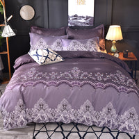 HKM-340307 Light Luxury Lace Quilt Cover Set – Multiple Sizes Available in Soft Polyester Fabric