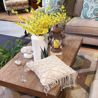 HKM-340371 Bohemian Hand-Woven Cotton Macrame Cushion Cover - 45x45cm