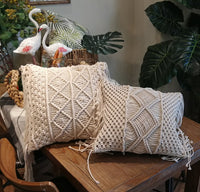 HKM-340371 Bohemian Hand-Woven Cotton Macrame Cushion Cover - 45x45cm