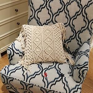 HKM-340371 Bohemian Hand-Woven Cotton Macrame Cushion Cover - 45x45cm