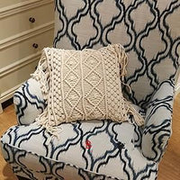 HKM-340371 Bohemian Hand-Woven Cotton Macrame Cushion Cover - 45x45cm