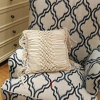 HKM-340371 Bohemian Hand-Woven Cotton Macrame Cushion Cover - 45x45cm