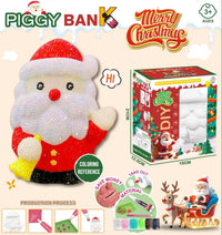 HKM-340563 Handmade Santa Claus DIY Piggy Bank Sculpture for Kids - Christmas Decoration Toys