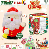 HKM-340563 Handmade Santa Claus DIY Piggy Bank Sculpture for Kids - Christmas Decoration Toys
