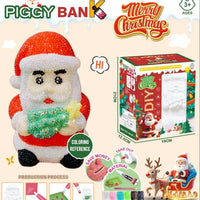 HKM-340563 Handmade Santa Claus DIY Piggy Bank Sculpture for Kids - Christmas Decoration Toys
