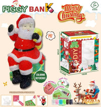 HKM-340563 Handmade Santa Claus DIY Piggy Bank Sculpture for Kids - Christmas Decoration Toys