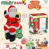HKM-340563 Handmade Santa Claus DIY Piggy Bank Sculpture for Kids - Christmas Decoration Toys
