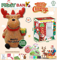 HKM-340563 Handmade Santa Claus DIY Piggy Bank Sculpture for Kids - Christmas Decoration Toys