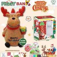HKM-340563 Handmade Santa Claus DIY Piggy Bank Sculpture for Kids - Christmas Decoration Toys
