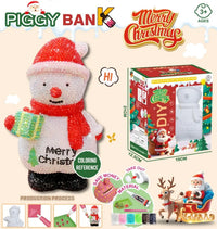 HKM-340563 Handmade Santa Claus DIY Piggy Bank Sculpture for Kids - Christmas Decoration Toys