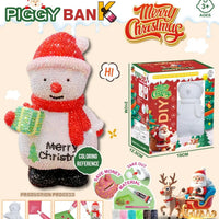 HKM-340563 Handmade Santa Claus DIY Piggy Bank Sculpture for Kids - Christmas Decoration Toys