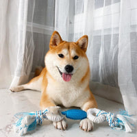 HKM-340627 Durable Double Knot Molar Rope Toy for Shiba Inus - 28cm Interactive Pet Chew Toy
