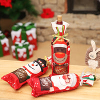 HKM-340755 Red Handmade Christmas Wine Gift Box with Snowman and Elk Designs, 34x12.5cm