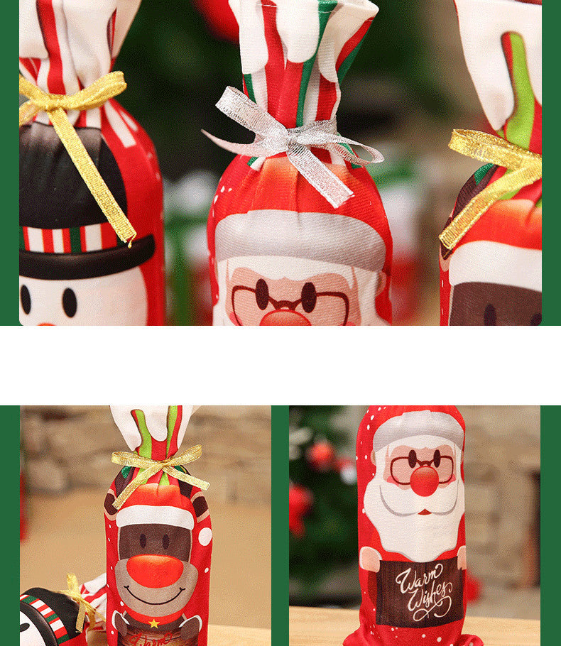 HKM-340755 Red Handmade Christmas Wine Gift Box with Snowman and Elk Designs, 34x12.5cm