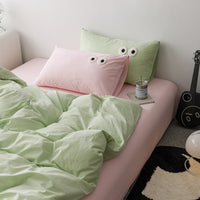 HKM-340819 Big Eyes Cotton Washed Bed Sheet Set in Modern Simplicity - Available in Multiple Sizes