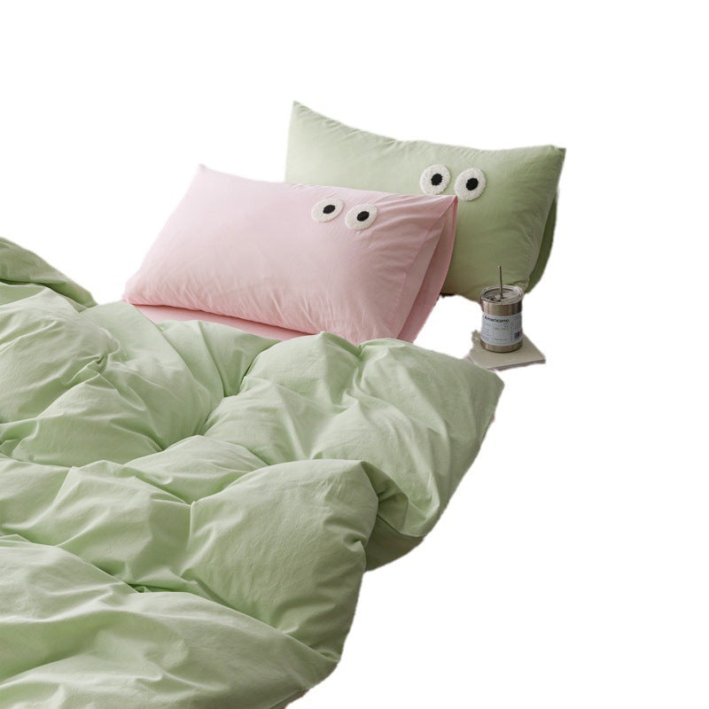 HKM-340819 Big Eyes Cotton Washed Bed Sheet Set in Modern Simplicity - Available in Multiple Sizes