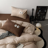 HKM-340819 Big Eyes Cotton Washed Bed Sheet Set in Modern Simplicity - Available in Multiple Sizes