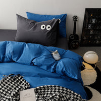 HKM-340819 Big Eyes Cotton Washed Bed Sheet Set in Modern Simplicity - Available in Multiple Sizes