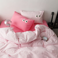 HKM-340819 Big Eyes Cotton Washed Bed Sheet Set in Modern Simplicity - Available in Multiple Sizes