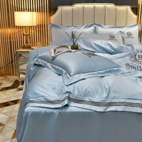 HKM-340819 Silk Satin Summer Four-Piece Bedding Set with Quilt Cover in Multiple Colors