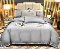 HKM-340819 Silk Satin Summer Four-Piece Bedding Set with Quilt Cover in Multiple Colors